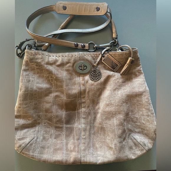 Coach - light brown/tan suede shoulder and crossbody purse - Picture 1 of 6